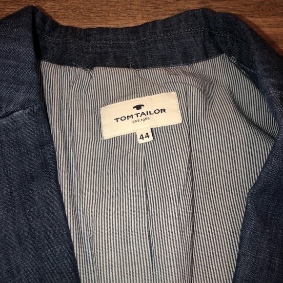 NWOT Tom Tailor Denim Blue Jean Blazer Cardigan Sport Coat Button Closure Sz 44 - Picture 3 of 3